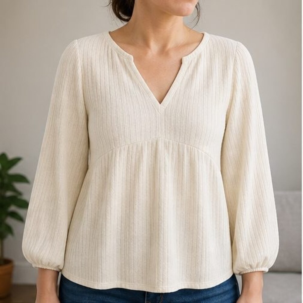 Cream V Neck Top - Picture 2 of 6
